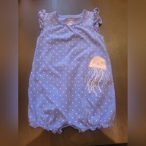 Blue/Purple Polka Dot Baby Romper with Jellyfish Design 18 Months